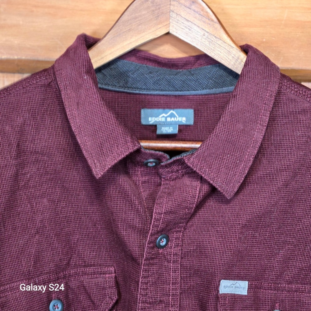 Eddie Bauer Mens Burgundy‎ Long Sleeve Button Up Shirt XL
